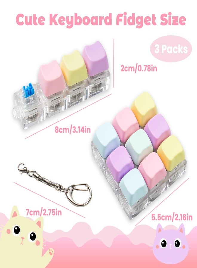 Gliging 3 Pcs Keyboard Fidget Toy for Adults, Cute Cat Loud Clicky Fidget Toy with LED Lights, Stress Relief Fidget Clicker Keyboard Keychain for Adults Relieve Stress and Anxiety, Yellow - Image 2